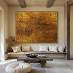Golden Textured Abstract Painting for Luxurious Bedrooms YHT333