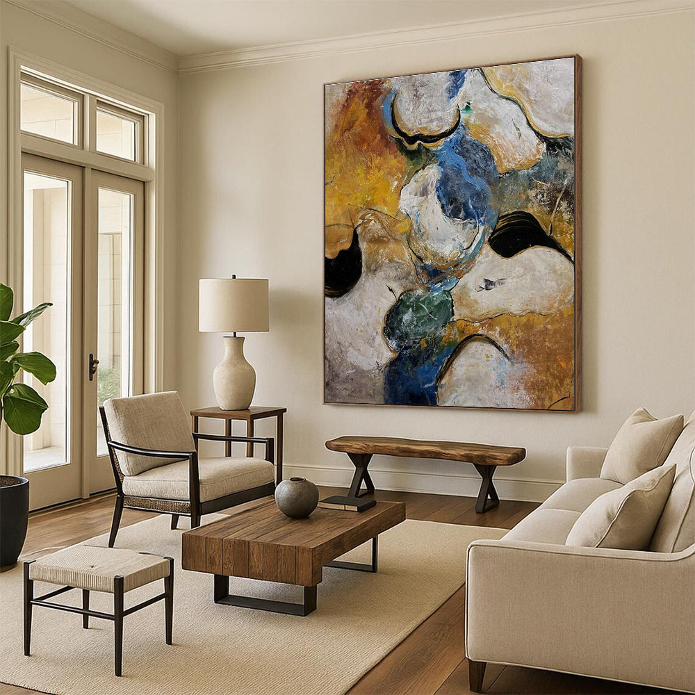 Colorful Organic Shapes Abstract Painting for Creative Art Studios HENG463