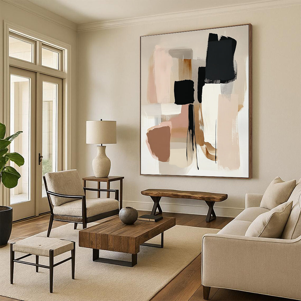 Neutral Tones Block Abstract Painting with Subtle Sophistication WINK791