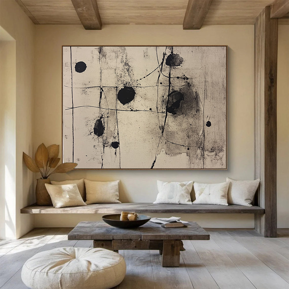 Ink - Splatter Abstract Painting with Dynamic Black and White ABS253