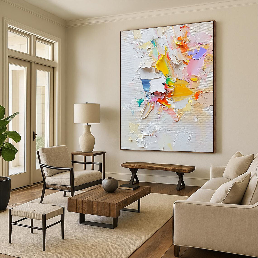 Textured Color Burst Abstract Painting with Playful Energy WINK583