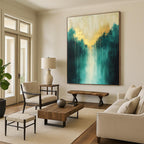 Enchanting Gold and Green Forest Abstract Painting GAB0679