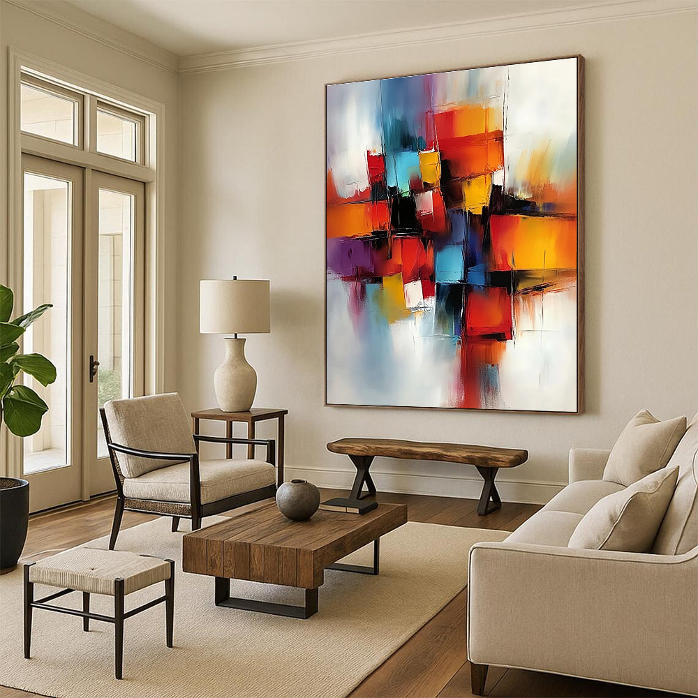 Colorful Cubic Abstract Painting with Vibrant Blocks WINK670