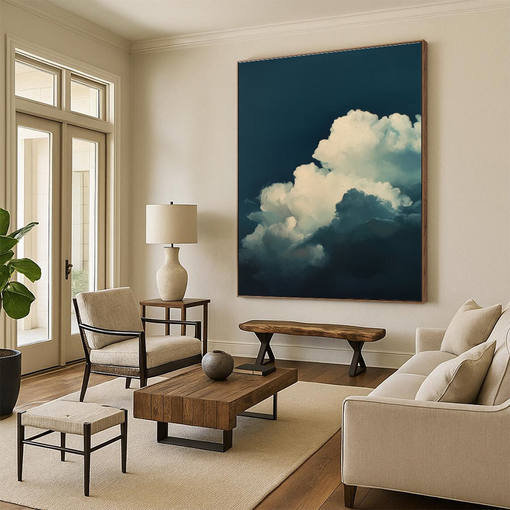 Soft Clouds Abstract Painting for Coastal Bedroom Ceiling Areas HENG015