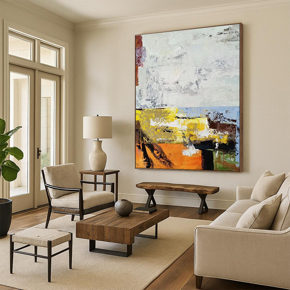 Color Block Abstract Painting for Creative Studio Workspaces HENG019