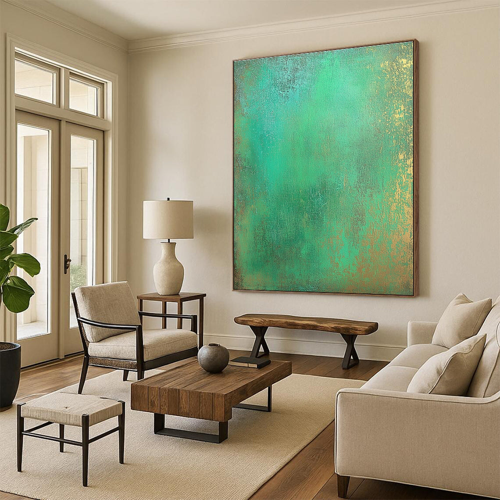 Teal and Gold Abstract Painting with Exotic Allure WINK128