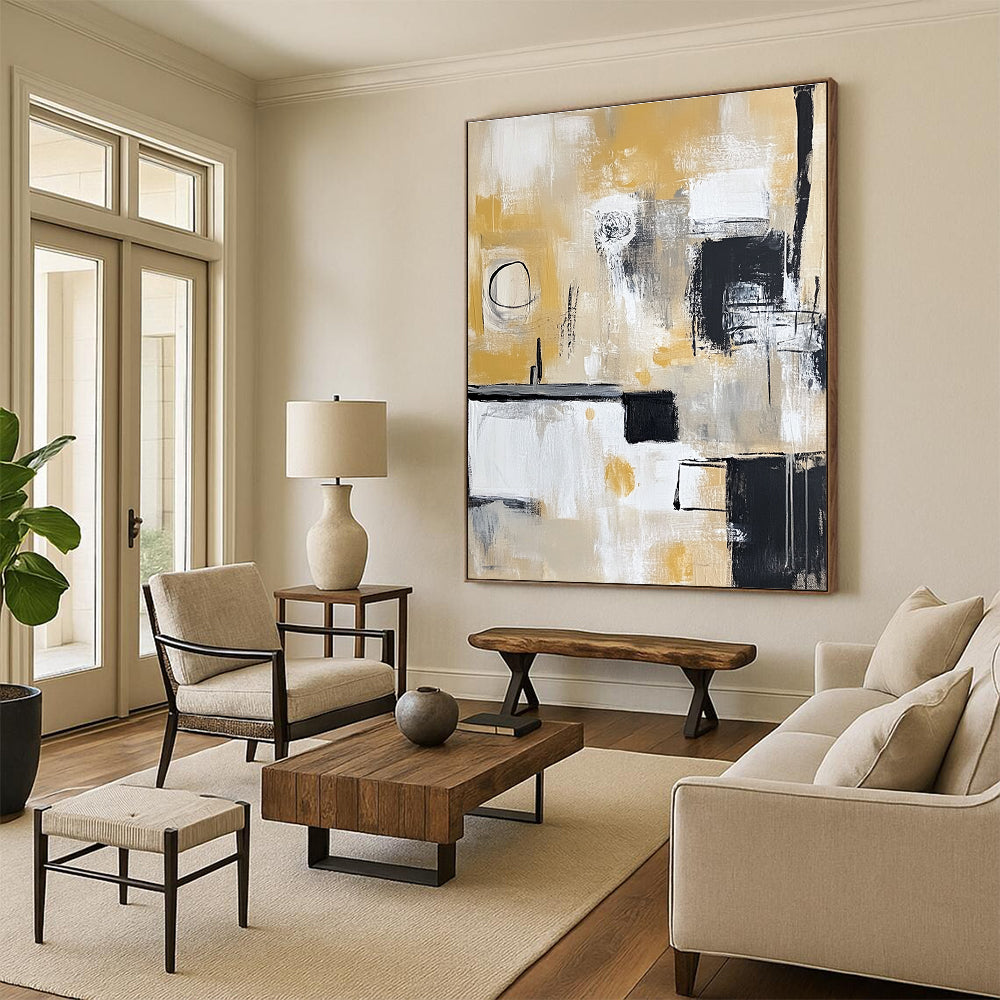 Yellow - Toned Abstract Shapes Painting with Warm Vitality WINK321