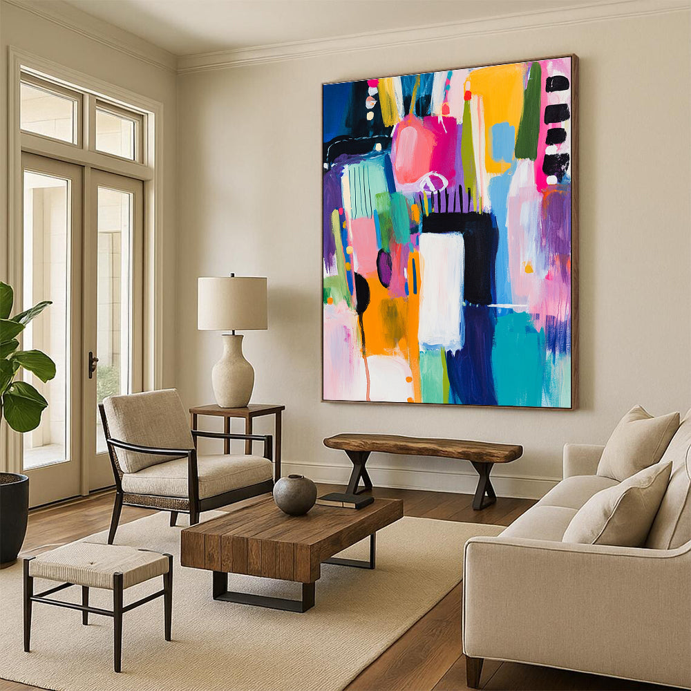 Colorful Abstract Blocks Painting for Playful Kids' Rooms GAB1143