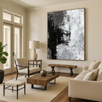 Black - White Abstract Textures Painting with Dramatic Contrast WINK425