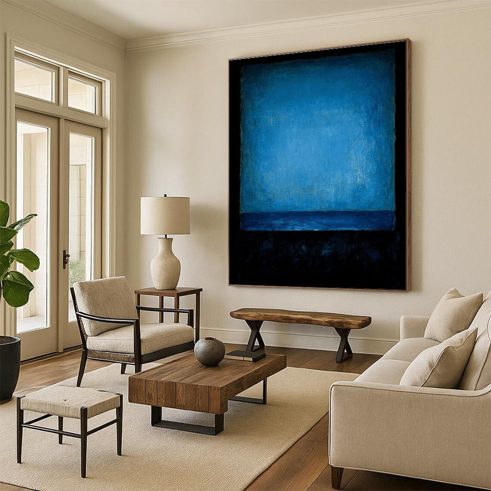 Deep Blue Monochrome Abstract Painting with Quiet Intensity WINK224