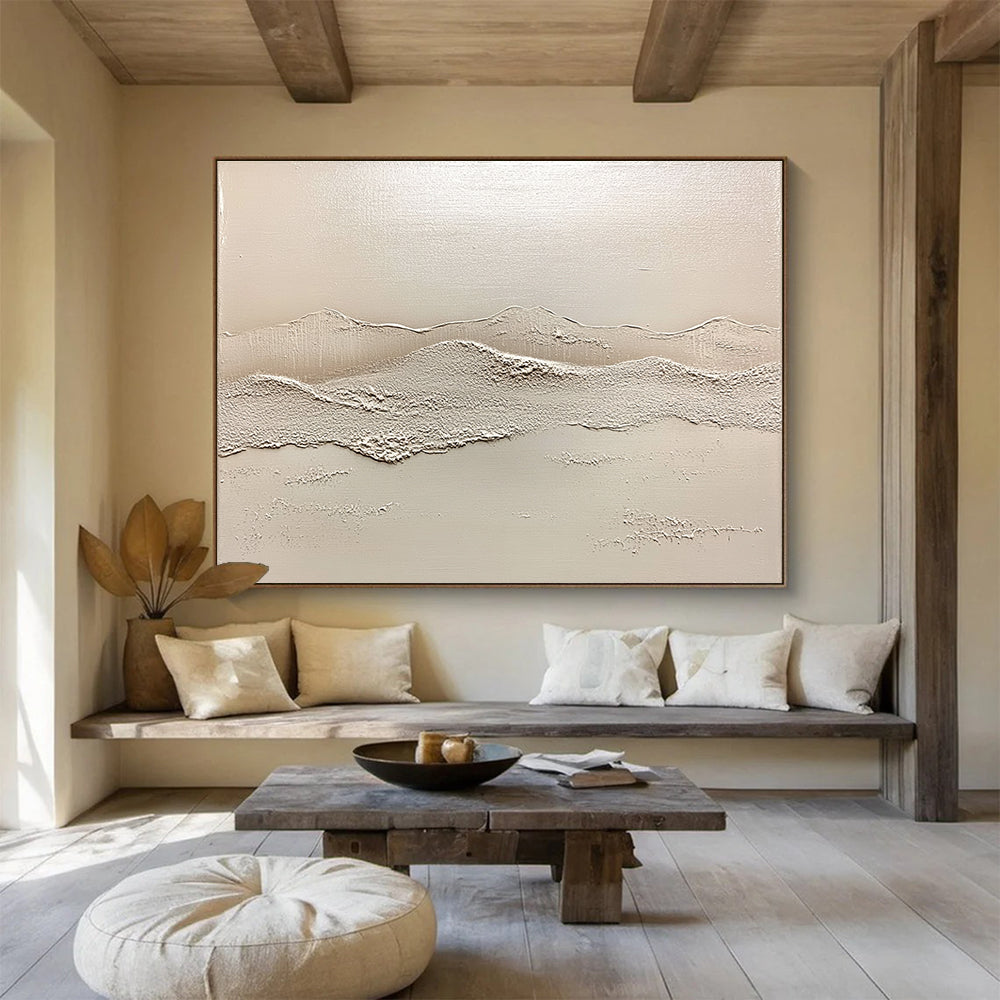 Minimalist Textured Mountains Abstract Painting with Subtle Elegance ABS619
