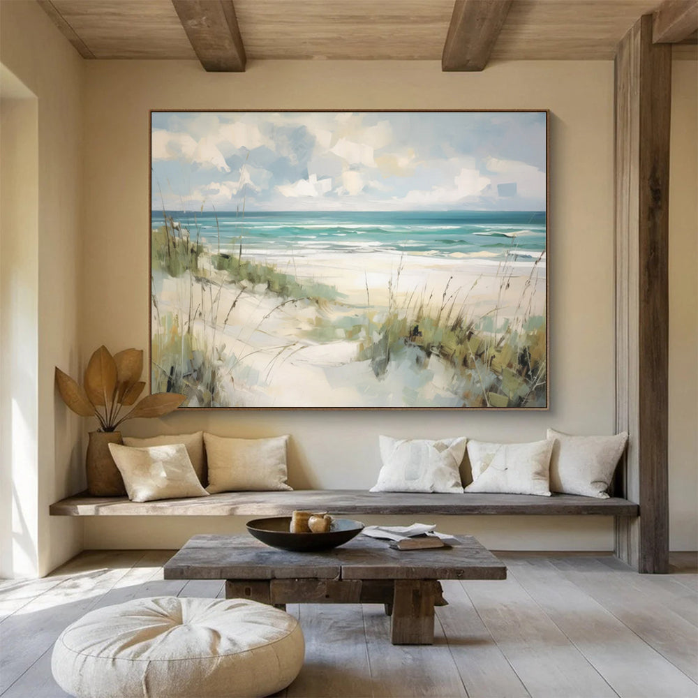 Coastal Beach Abstract Painting for Seaside Resort Lobbies YHT401