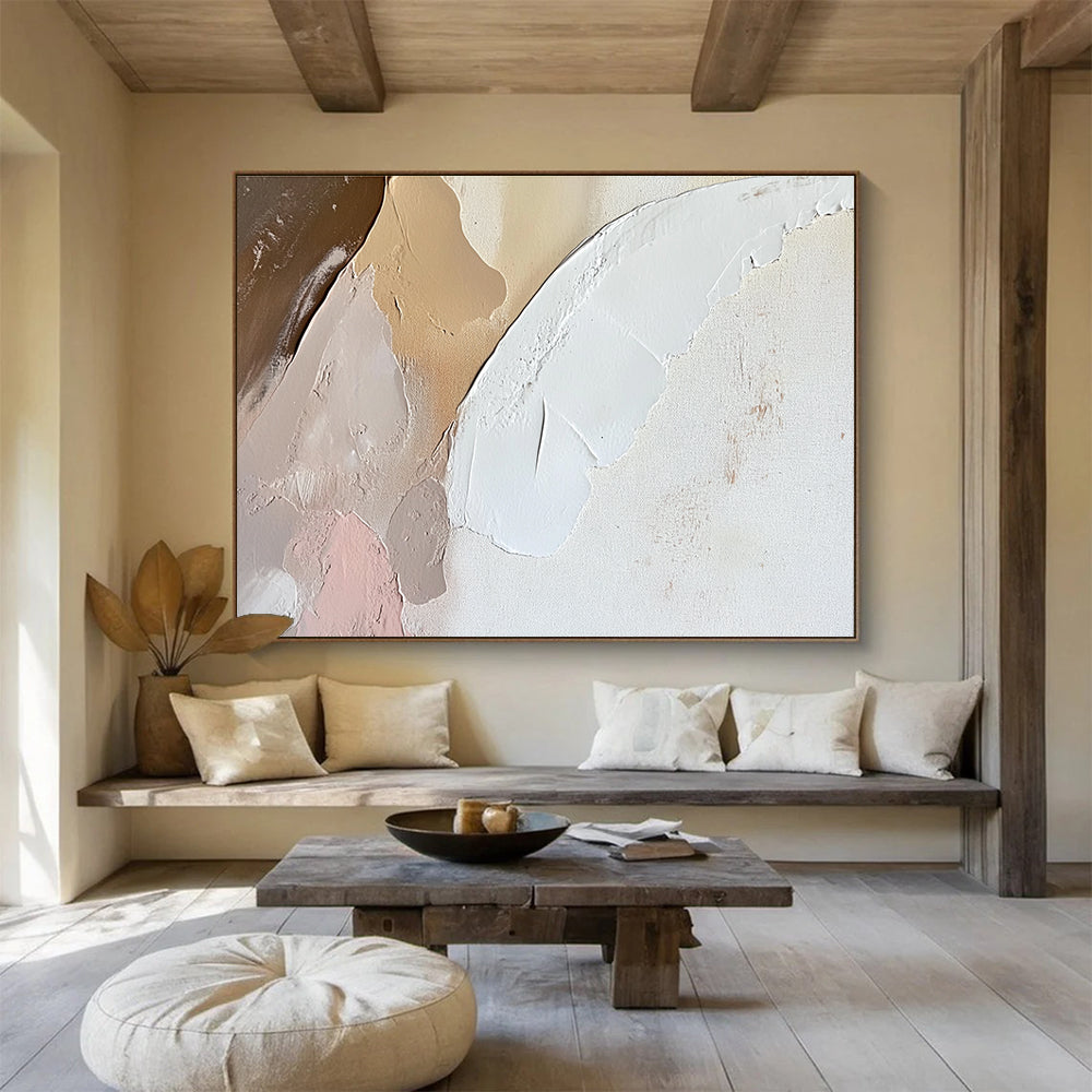 Pastel - Toned Textured Shapes with Soft Hues Abstract Painting ABS328