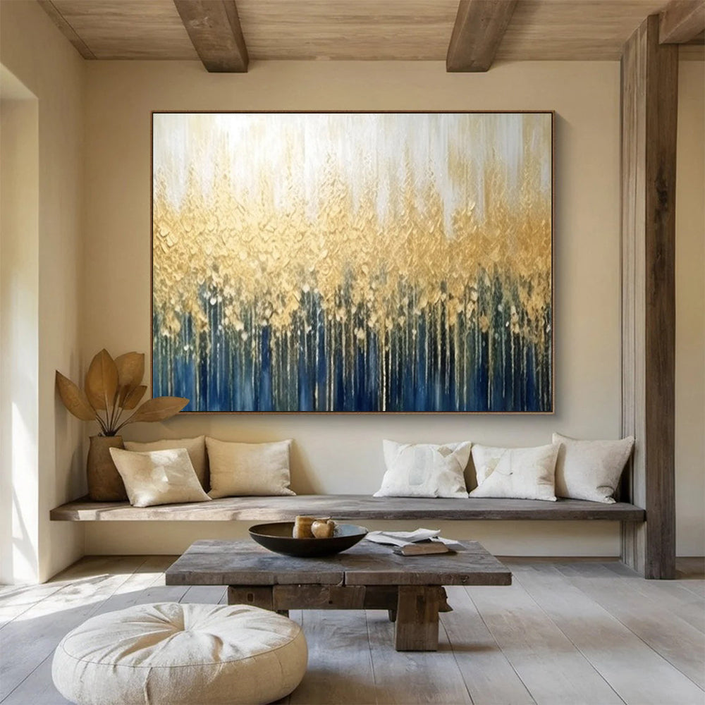 Golden Forest Silhouette Abstract Painting for Luxe Interiors YHT051
