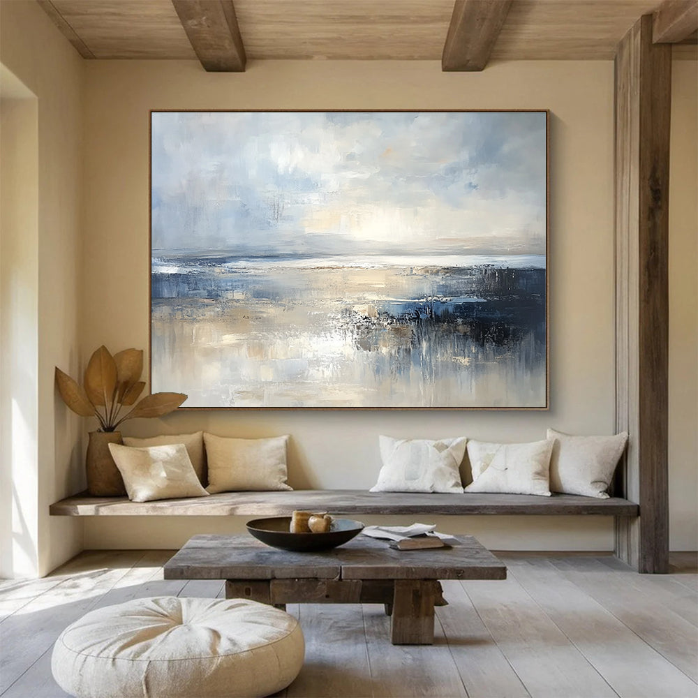 Expansive Seascape Abstract Painting with Grand Horizon ABS437