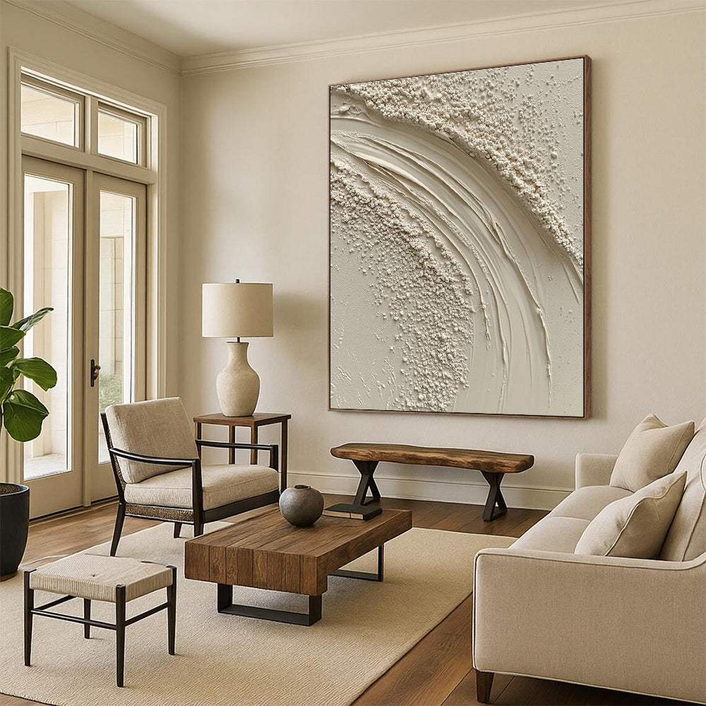 Cream Textured Abstract - Subtle Tactile Art GAB0415