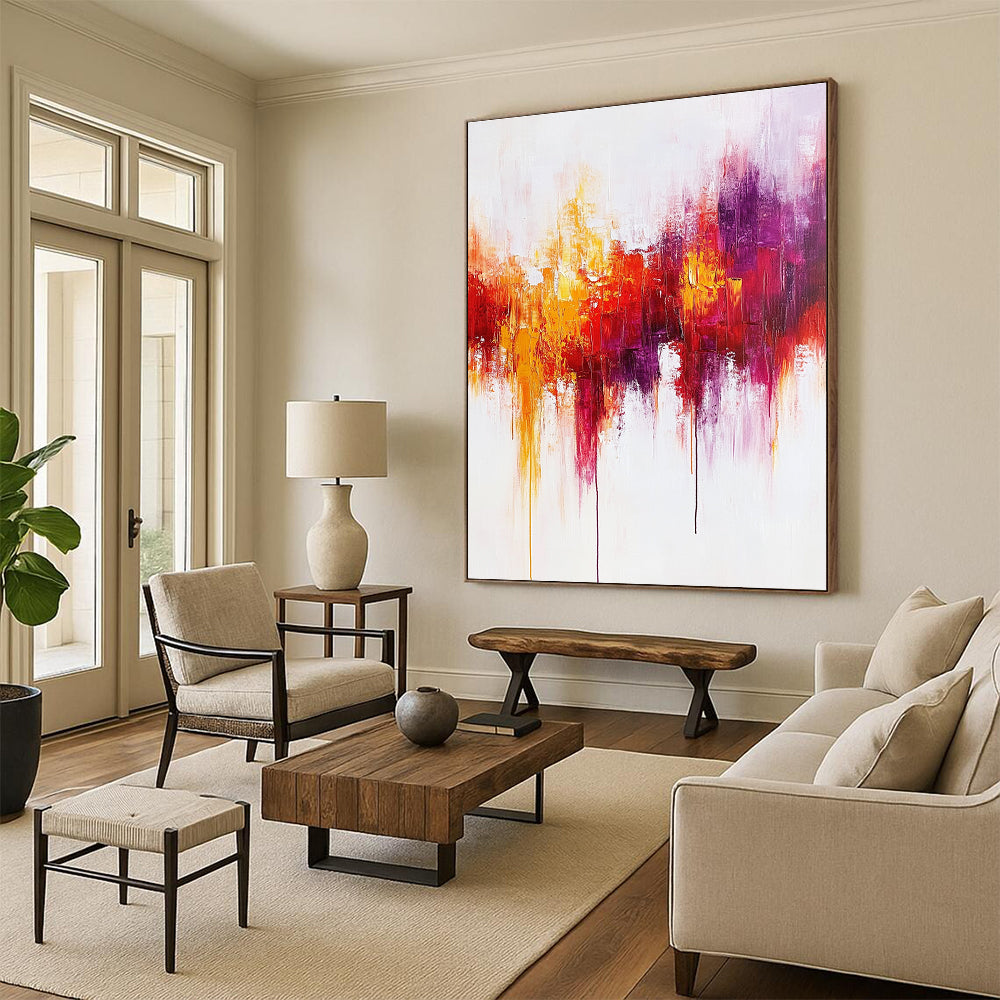 Colorful Drip - Effect Abstract Painting for Bohemian - Style Cafes GAB0891