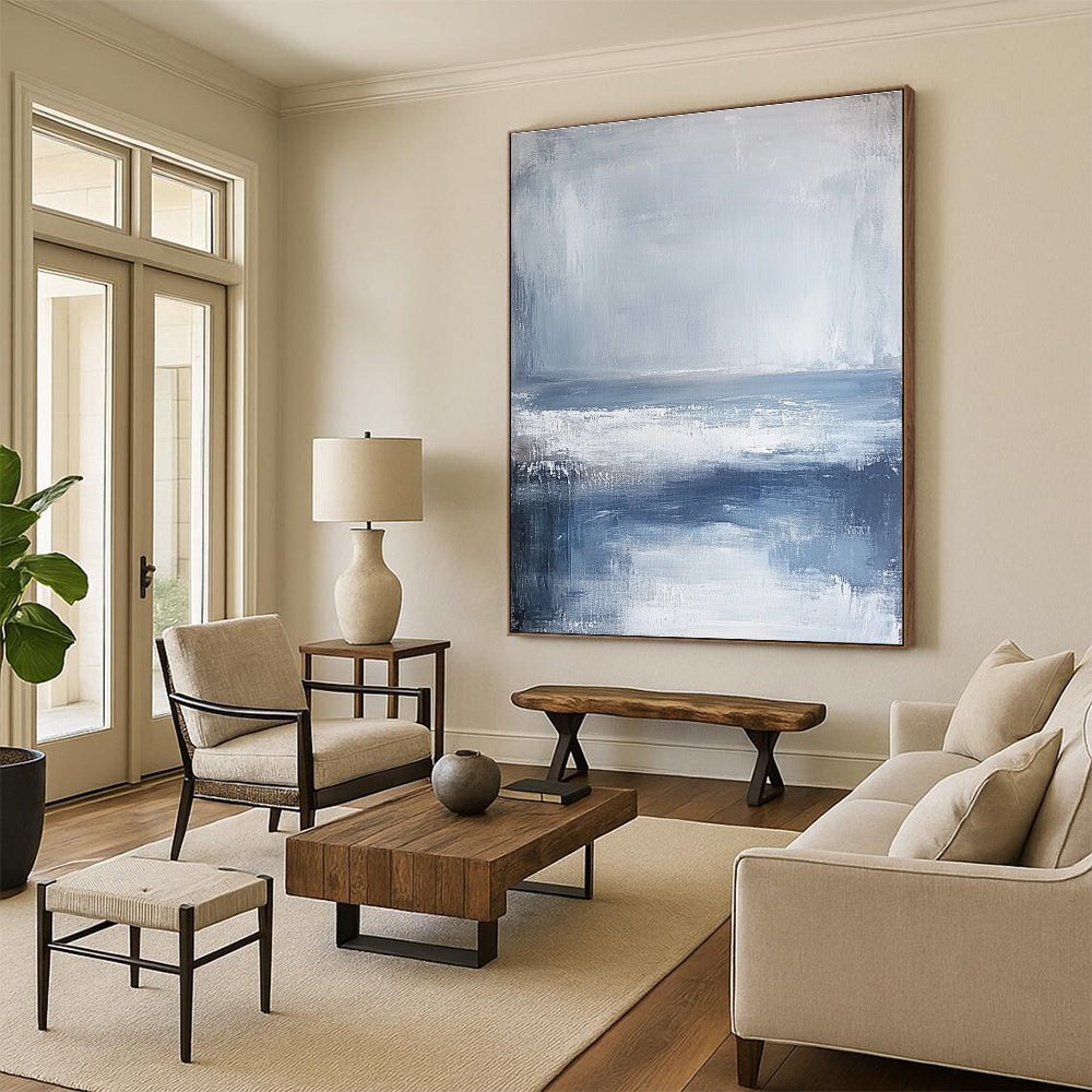 Gray and Blue Abstract Sea - Muted Coastal Abstract Art GAB0479