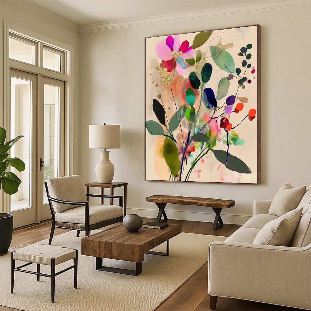 Colorful Floral Abstract - Whimsical Botanical Abstract Art GAB0477