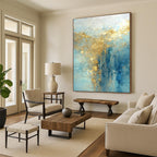 Ethereal Blue - Gold Abstract Painting for Art Gallery Installations HENG063