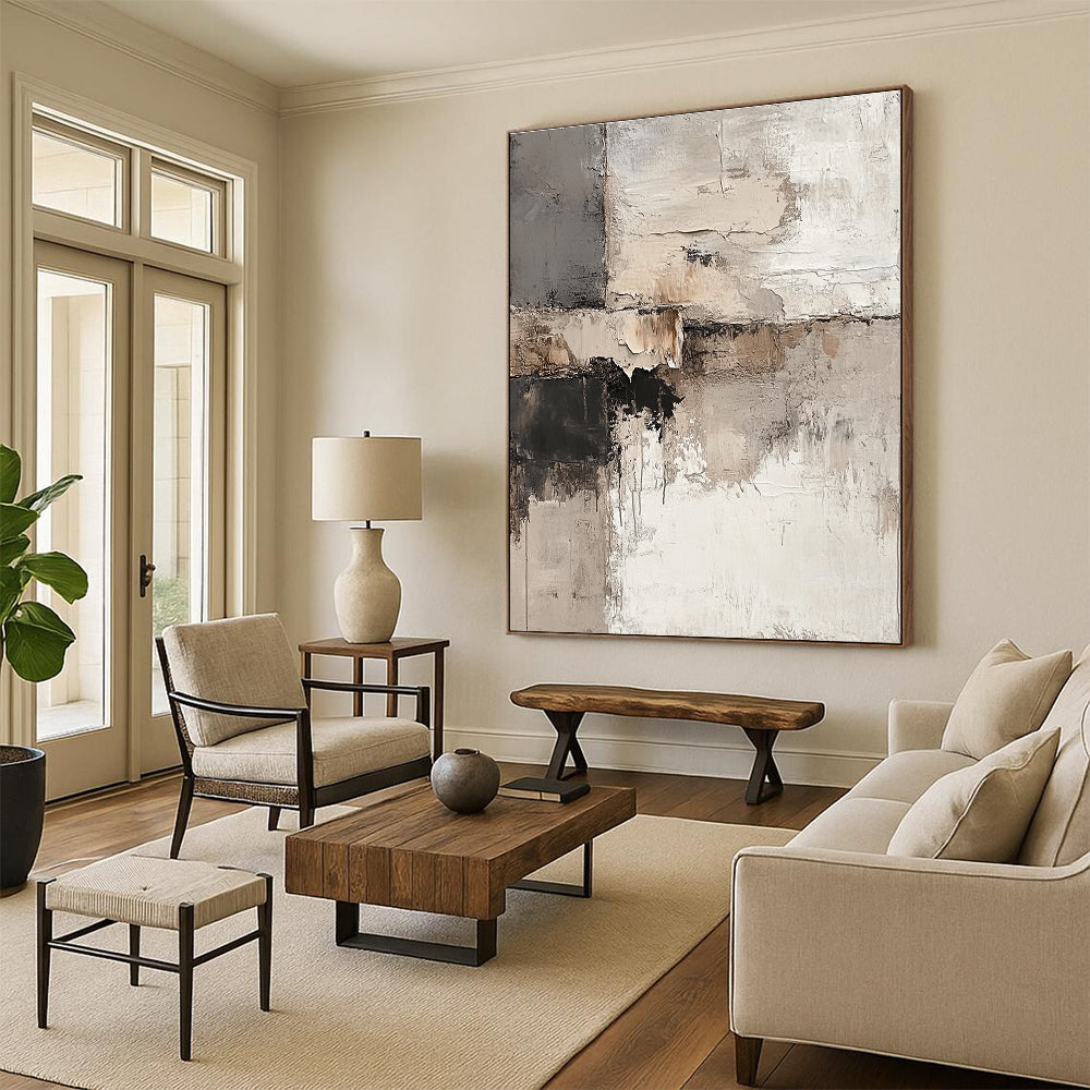 Earth - Toned Textured Abstract Painting for Industrial Interiors GAB0740