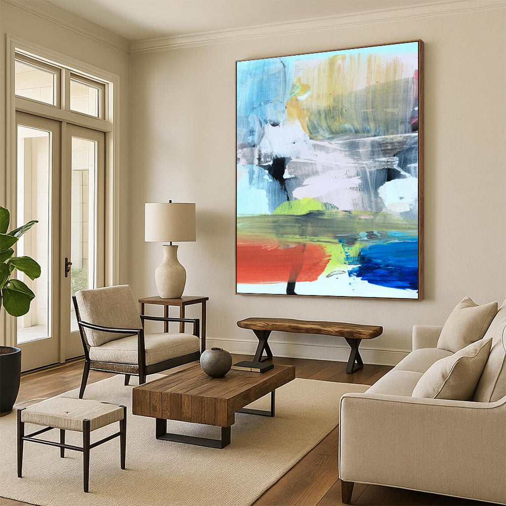 Vivid Colorful Abstract Landscape Painting for Energetic Spaces HENG245