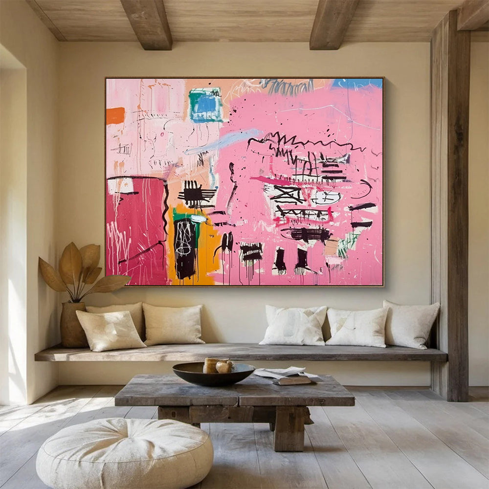 Pink Abstract Graffiti Painting for Urban Lofts YHT198