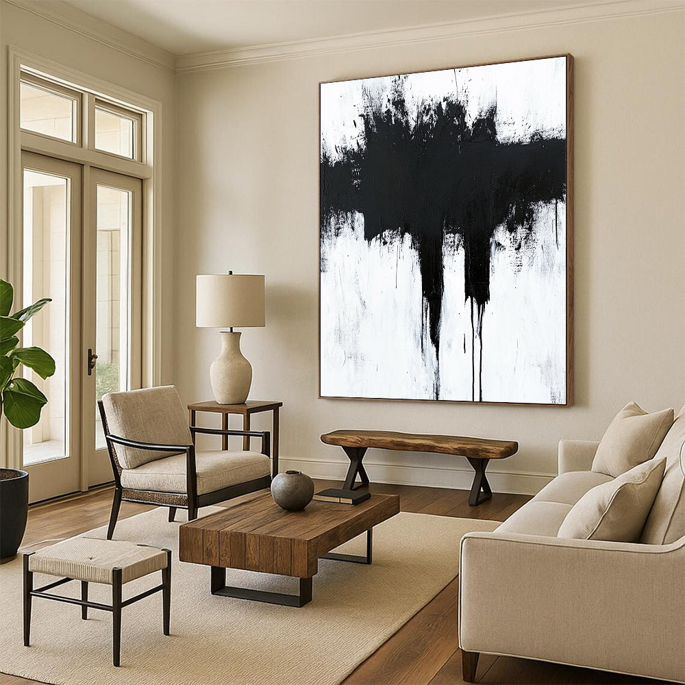 Dripping Black Abstract Painting with Edgy Emotion WINK346