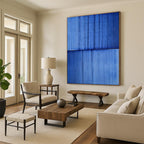 Blue Textured Minimalist Abstract Painting for Calm Interiors HENG407