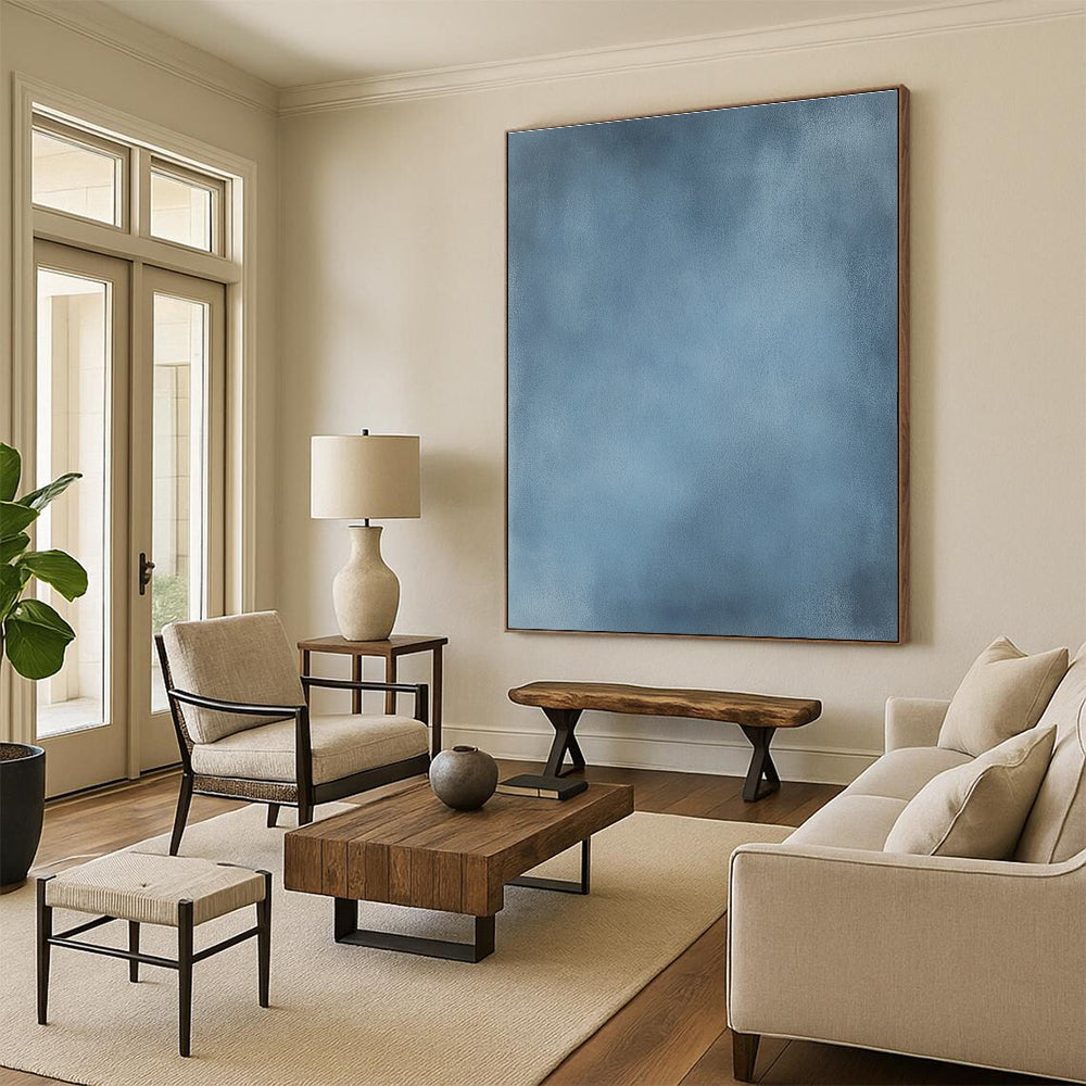 Smooth Blue Surface Abstract Painting with Calming Serenity WINK134