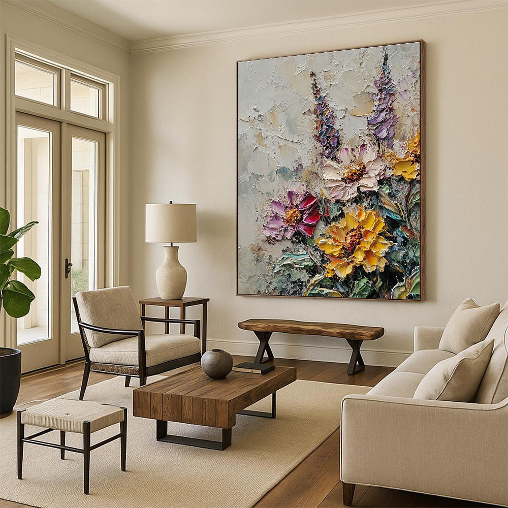 Textured Flower Bouquet Abstract Painting for Garden - Themed Cafes GAB1340