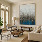 Gray - Blue - Gold Abstract Painting for Luxury Living Rooms HENG406