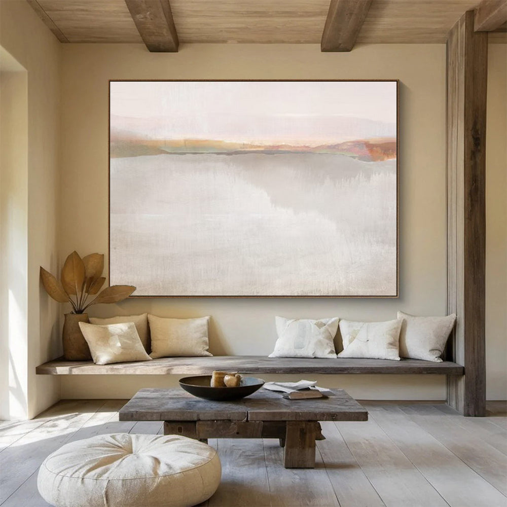 Soft Lake Abstract Painting for Tranquil Bedrooms YHT120