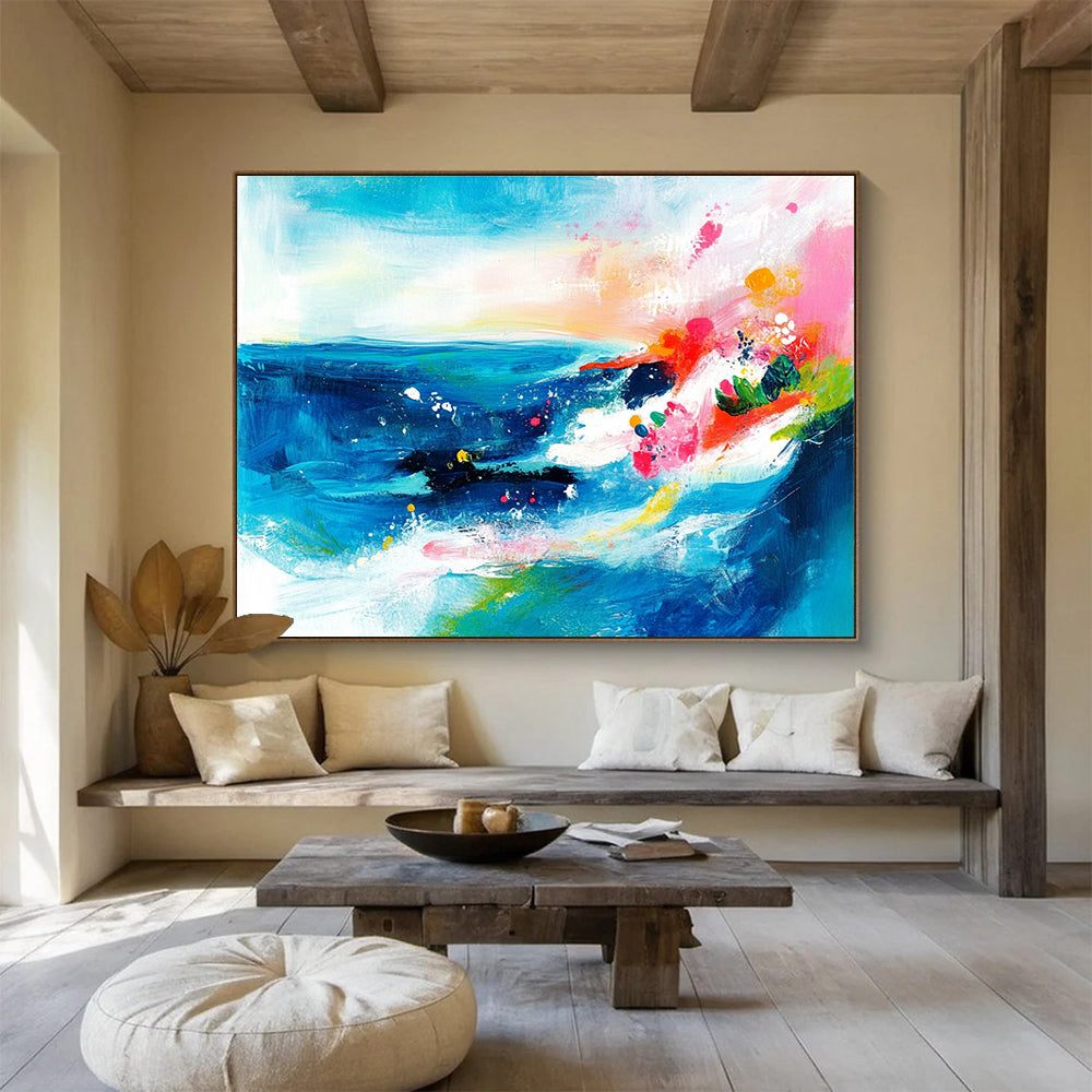 Colorful Sea and Sky Abstract Painting with Vivid, Expressive Brushstrokes ABS521