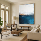Blue - Gray Abstract Horizon Painting with Quiet Contemplation WINK399