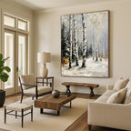 Winter Birch Forest II Serene Abstract Painting for Calm Interiors GAB1431