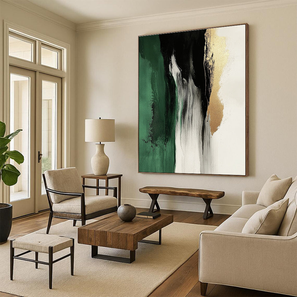 Green and Gold Flow Abstract Painting for Nature - Inspired Offices GAB0851