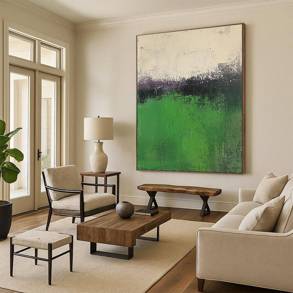 Green Purple Abstract Painting with Nature - Inspired Hues WINK568