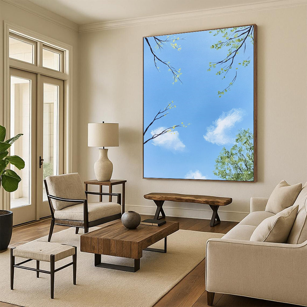 Sky with Tree Branches Serene Nature - Inspired Abstract Painting GAB0350