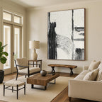 Black - White - Gray Textured Abstract Painting for Modern Hallways HENG386