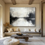 Gray - White Abstract Lake Reflection Painting ABS217