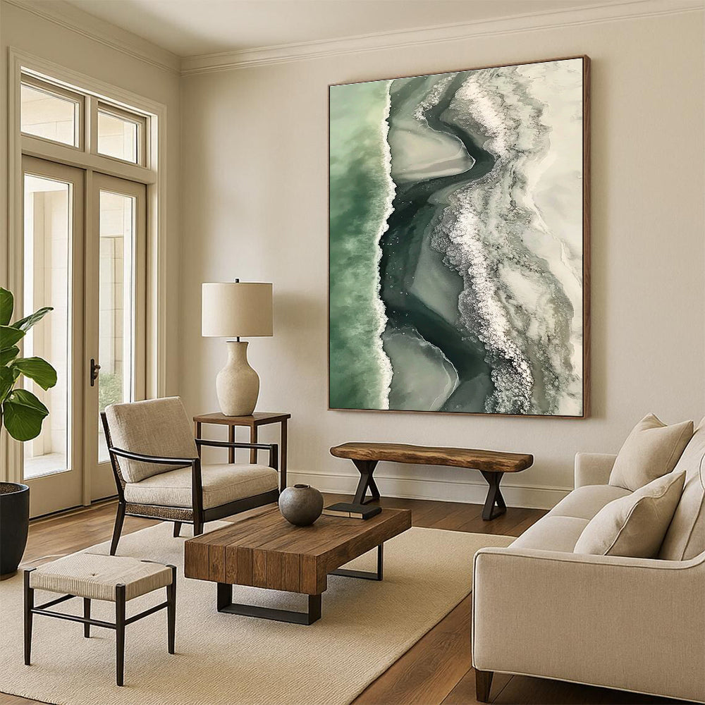 Aerial Beach Abstract Painting for Luxury - Styled Coastal Homes GAB1017