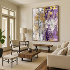 Purple - Gold - Gray Abstract Painting for Upscale Event Venues HENG134