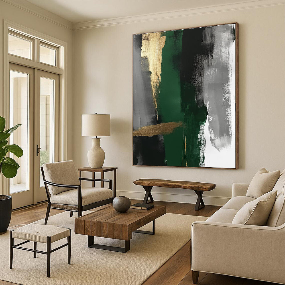 Green Gold Abstract Painting with Luxe Serenity WINK755