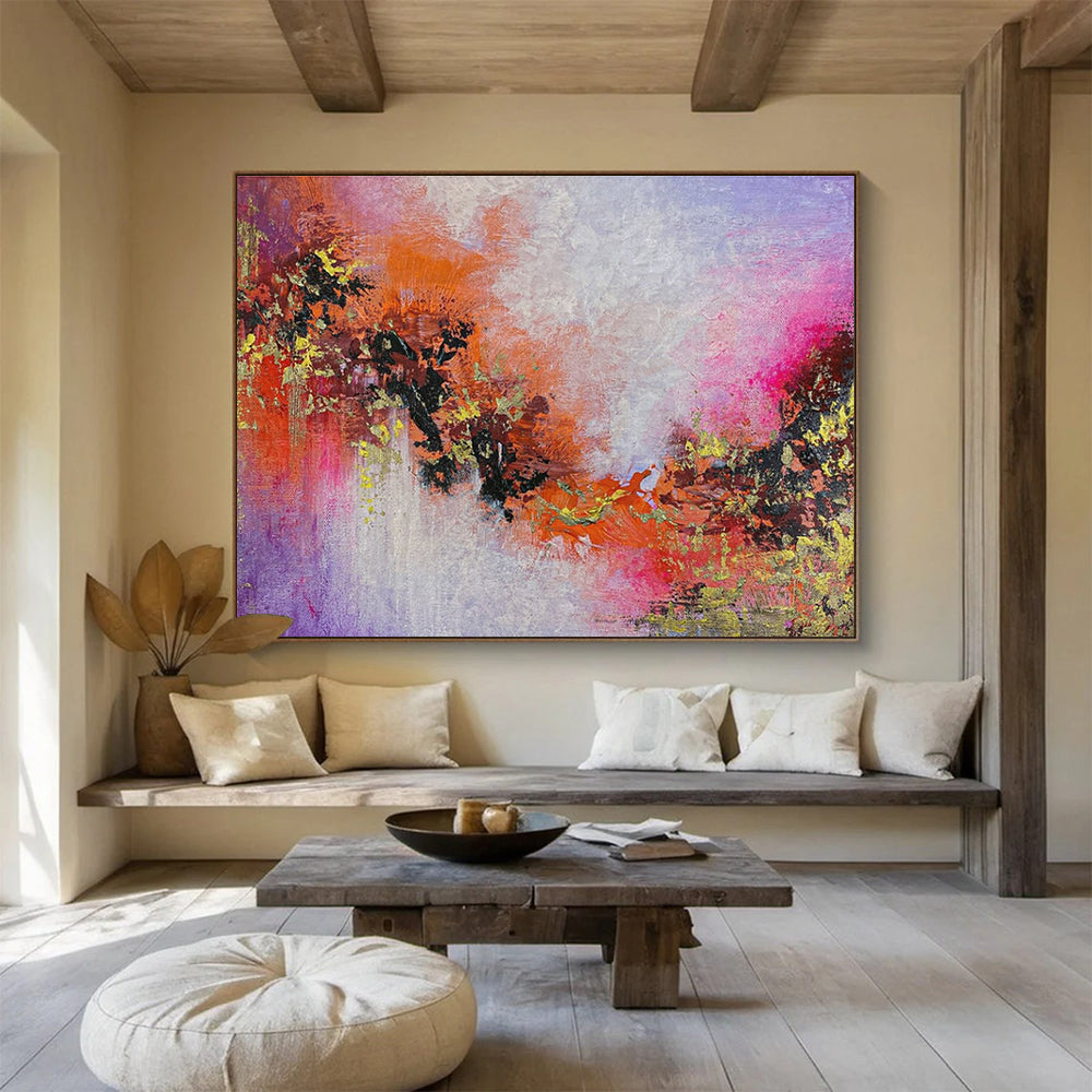 Purple and Orange Abstract Painting for Bohemian - Styled Cafes YHT366