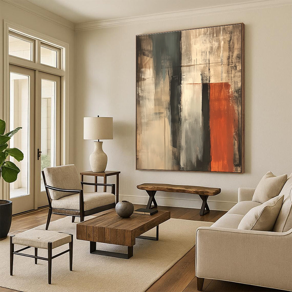 Multitone Vertical Abstract Painting with Textured Dynamism WINK229