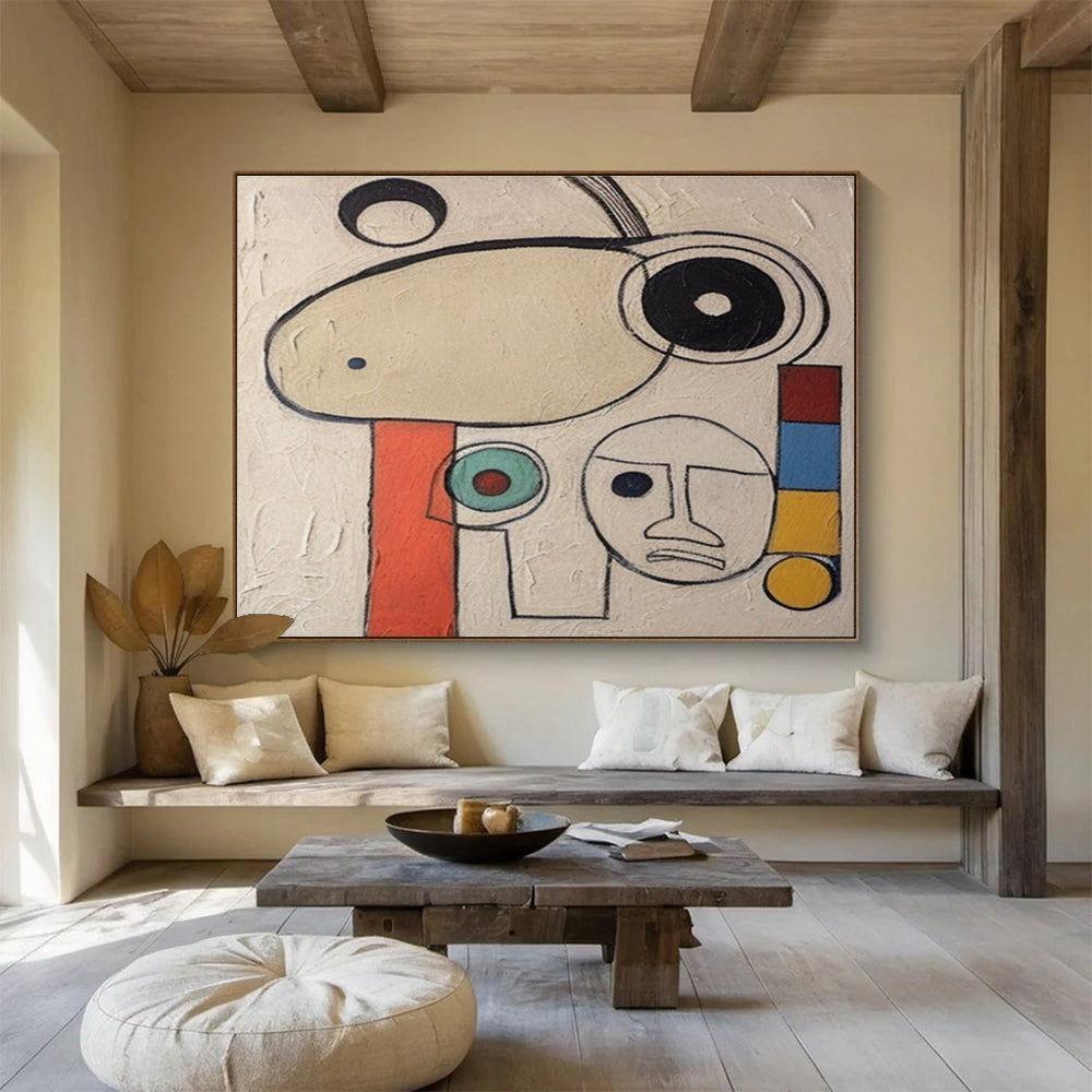 Abstract Faces and Shapes Painting with Whimsical Charm YHT011