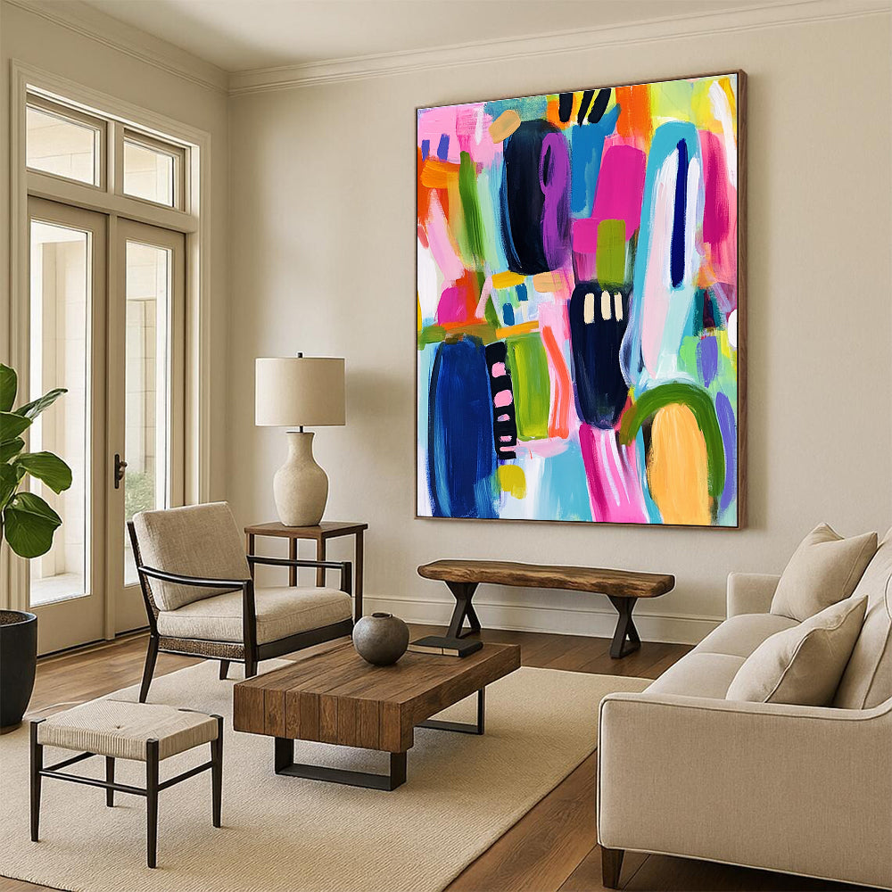 Vibrant Color Blocks Abstract Painting for Lively Interiors GAB0725