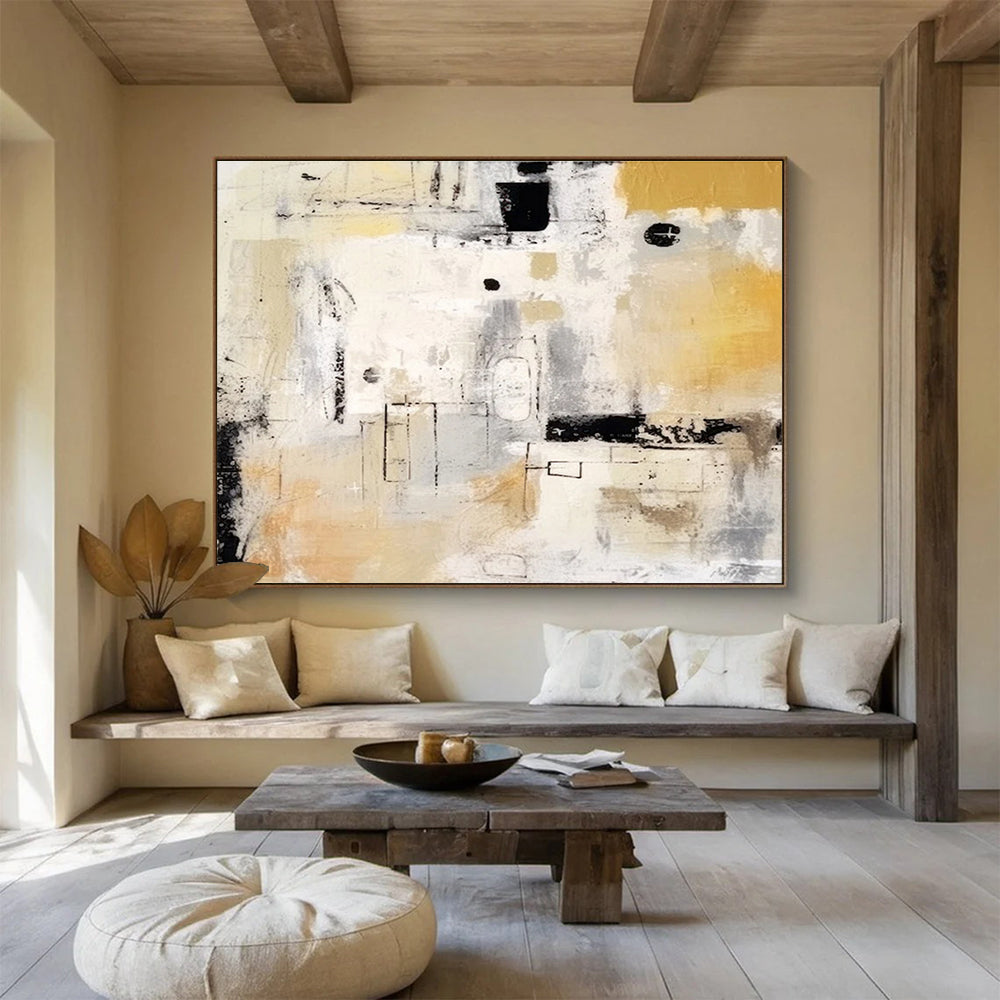 Neutral - Toned Abstract Painting for Subtle Elegance YHT060