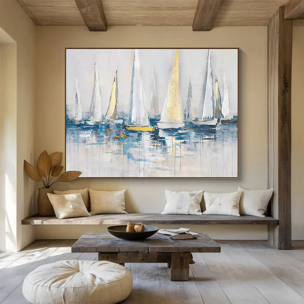 Sailboat Fleet Abstract Painting for Yacht Club Dining Rooms YHT259